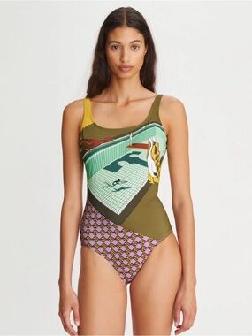 Tory Burch Printed Tank One-Piece in la piscine mint | Medium | sold out online